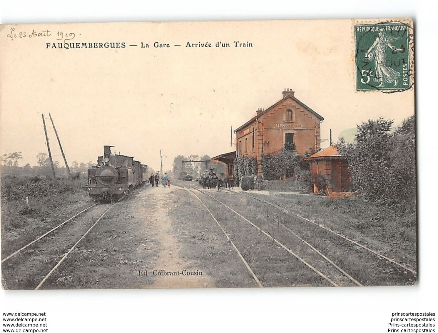 CPA 62 Fauquembergues La Gare Et Le Train Tramway - Fauquembergues