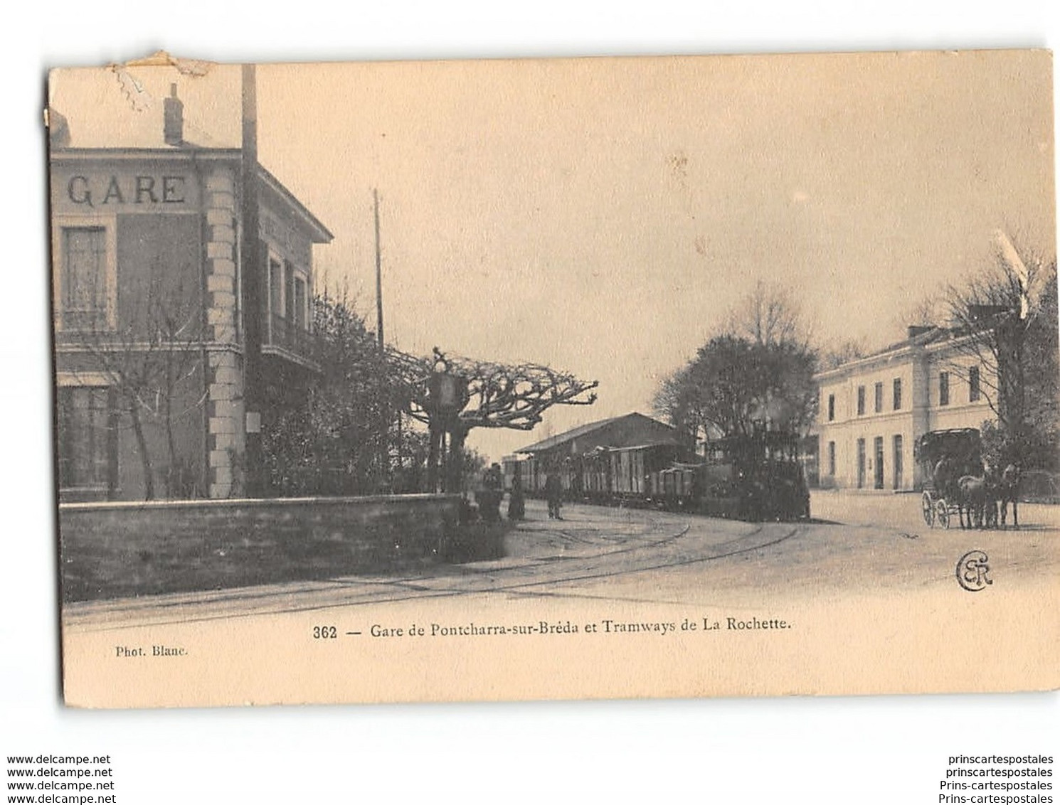 CPA 38 Pontcharra Sur Breda La Gare Le Tramway De La Rochette - Pontcharra