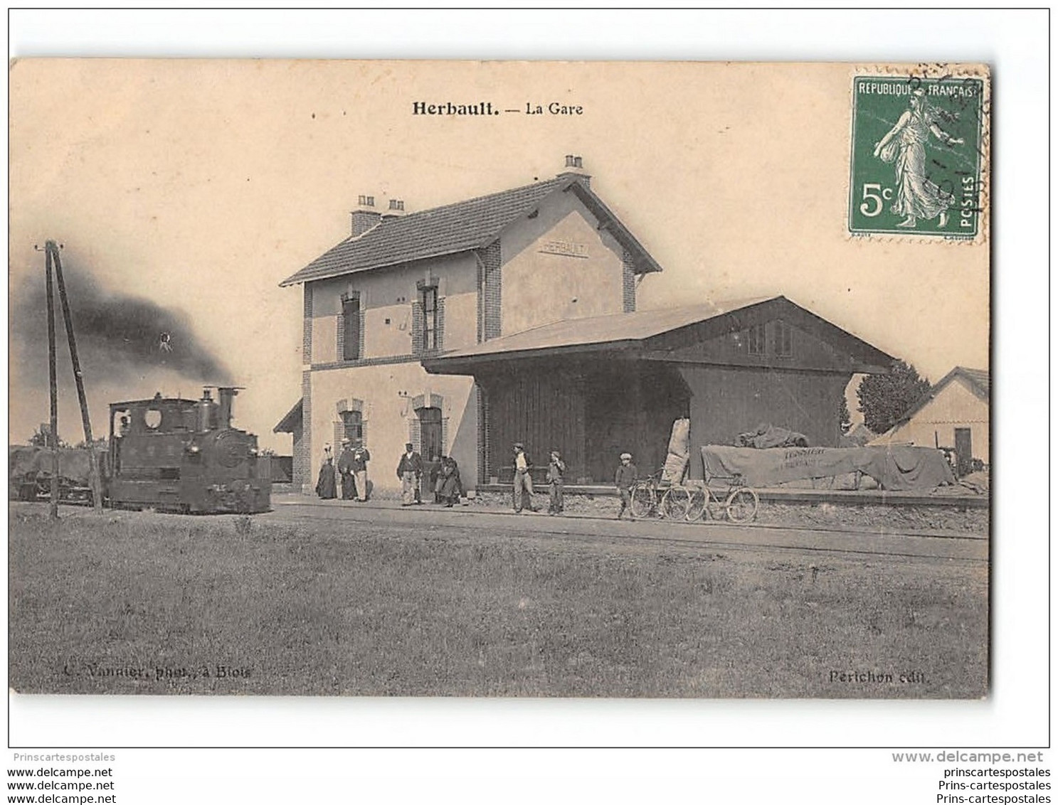 CPA 41 Herbault La Gare Et Le Train Tramway Lligne De Blois Chateaurenault - Herbault