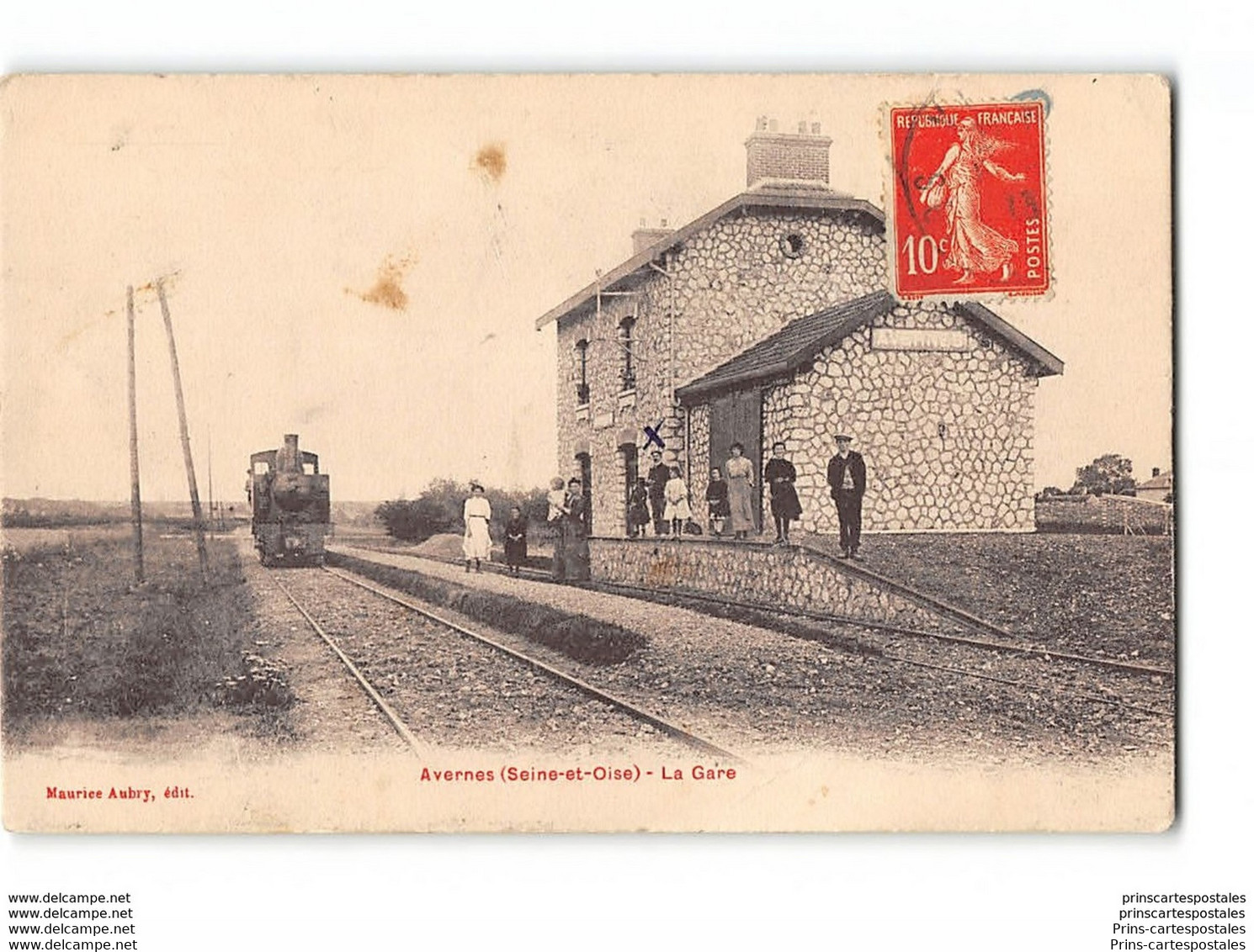 CPA 95 Avernes La Gare Et Le Train Tramway - Avernes