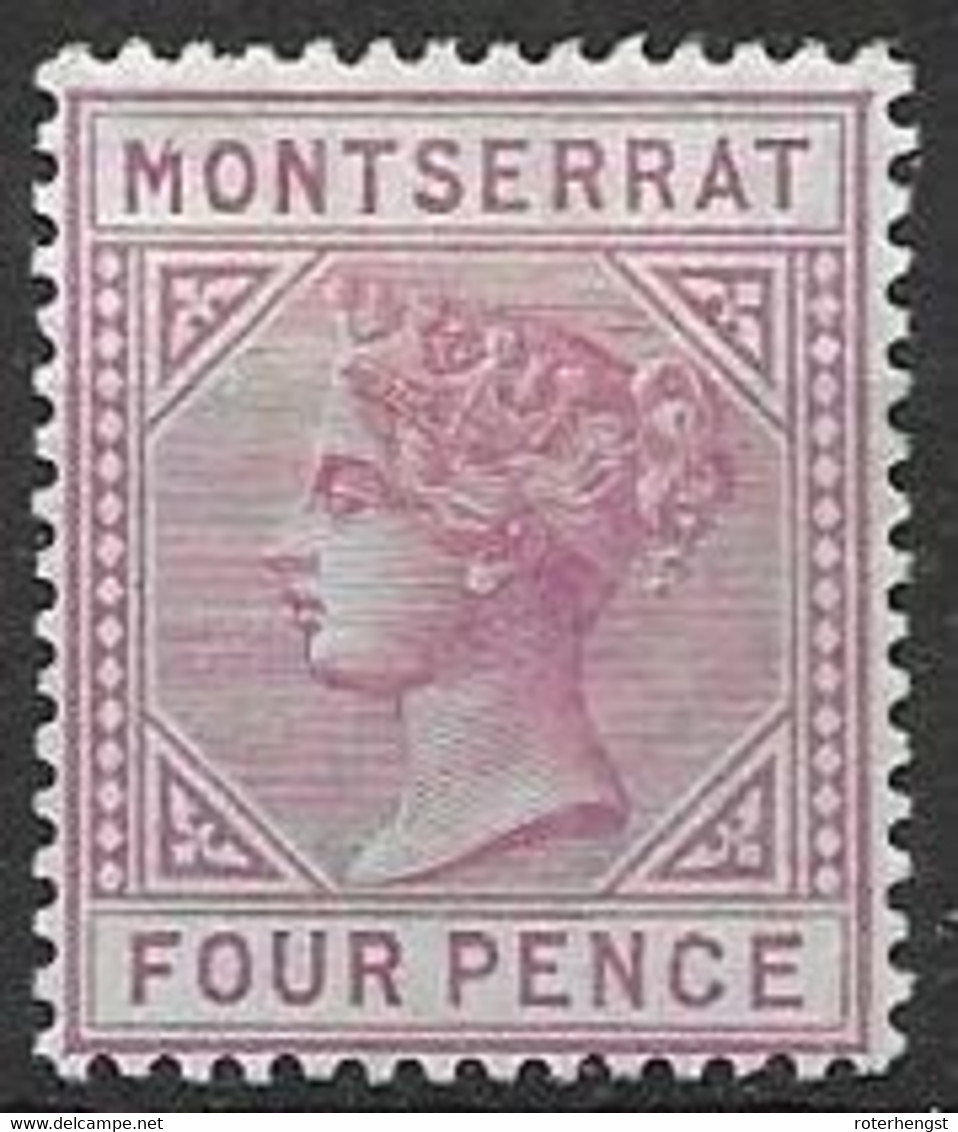 1885 Montserrat Mlh* Single CA Watermark 6 Euros - Leeward  Islands