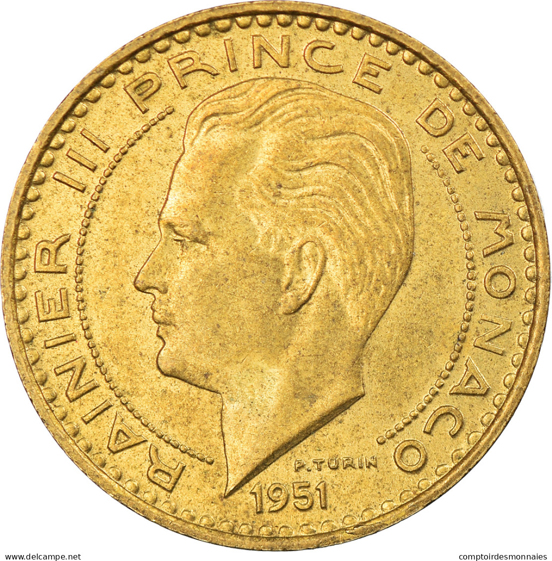Monnaie, Monaco, Rainier III, 20 Francs, Vingt, 1951, SUP, Aluminum-Bronze - 1949-1956 Alte Francs