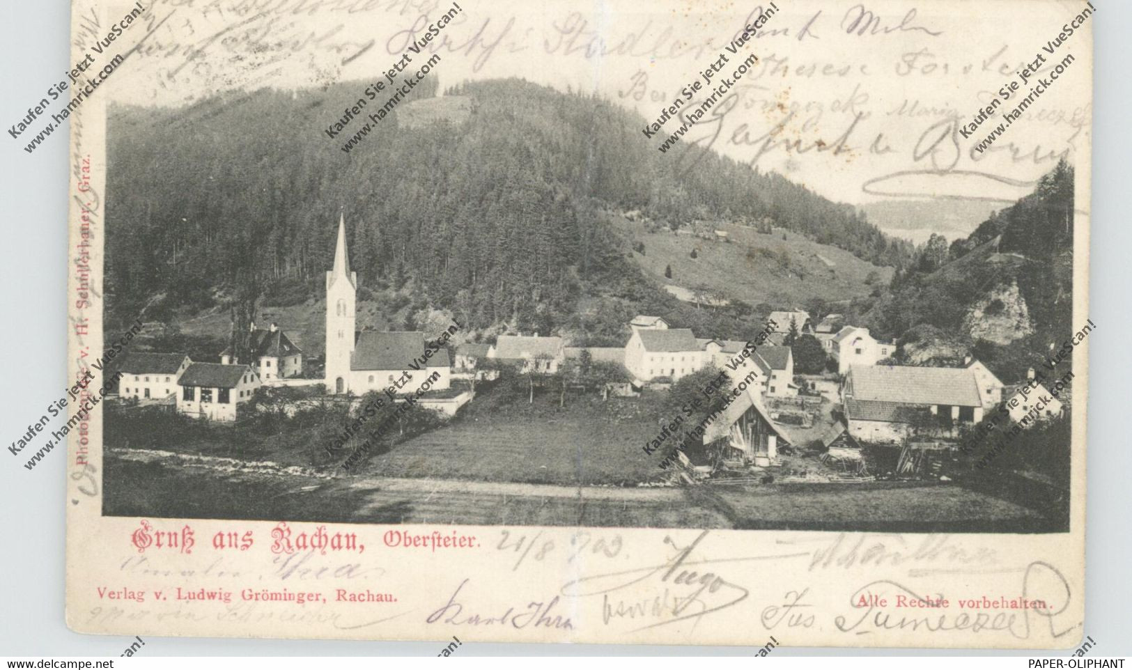 A 8726 RACHAU, Dorfansicht  1903, Mittelknick - Judenburg