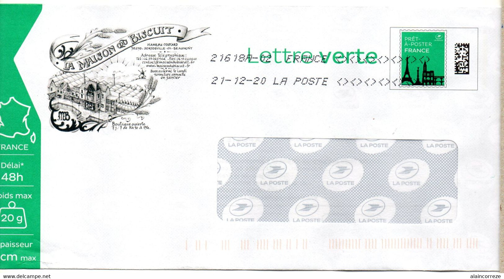 Entier Postal PAP Repiqué Privé Manche Sortosville En Beaumont LA MAISON DU BISCUIT Usine Moulin à Vent - Prêts-à-poster: Repiquages Privés