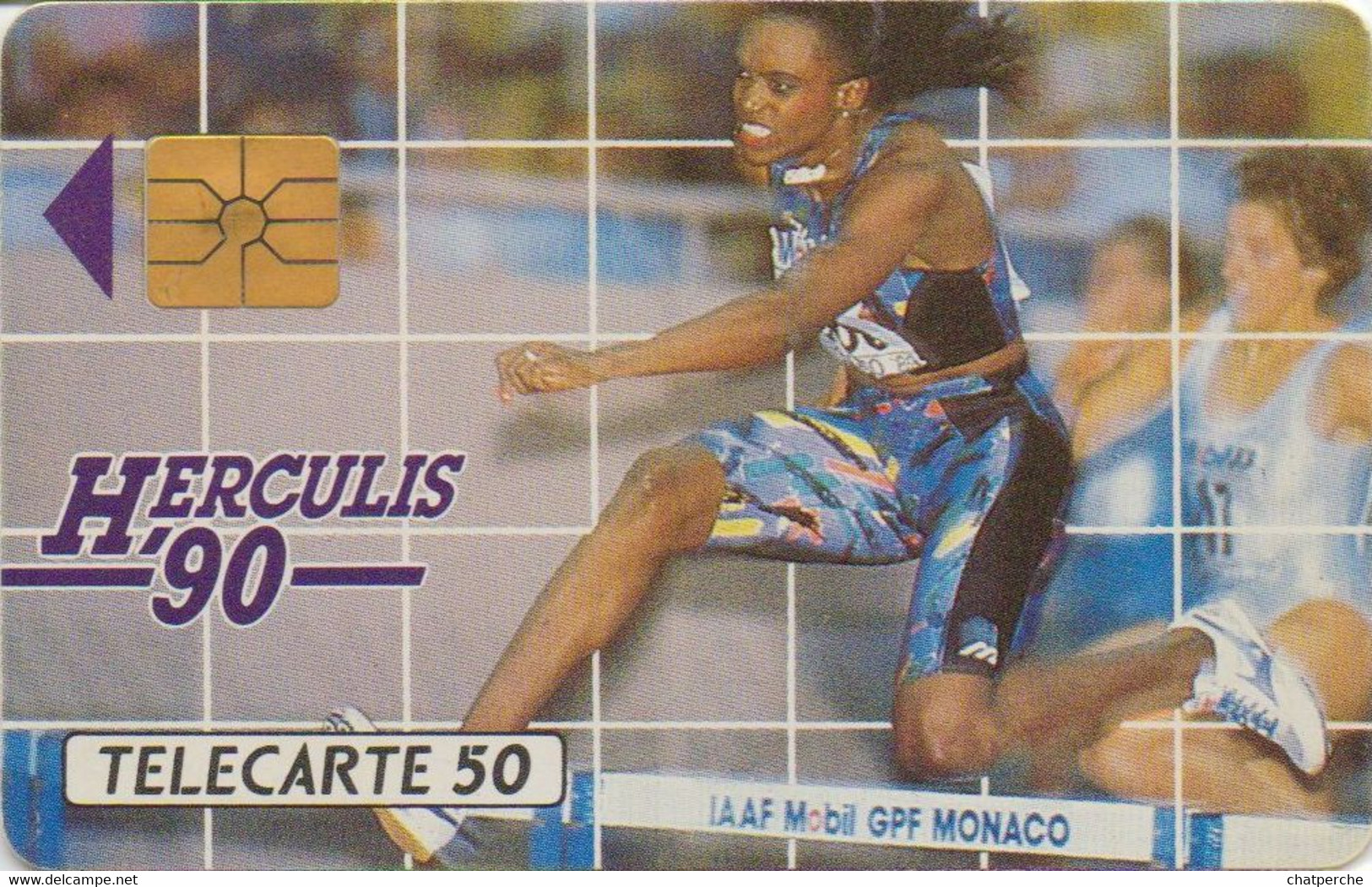 TÉLÉCARTE PHONECARD MONACO HERCULIS 90 ATHLÉTISME COURSE HAIES 50 UNITÉS  UTILISÉE - Monaco