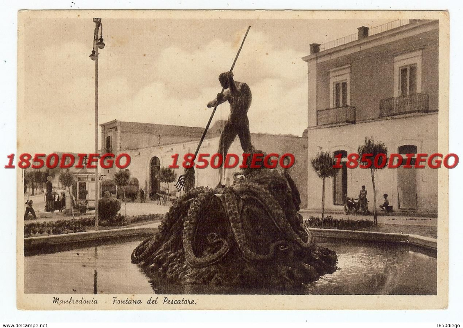 MANFREDONIA - FONTANA DEL PESCATORE   F/GRANDE VIAGGIATA 1941 ANIMATA - Manfredonia