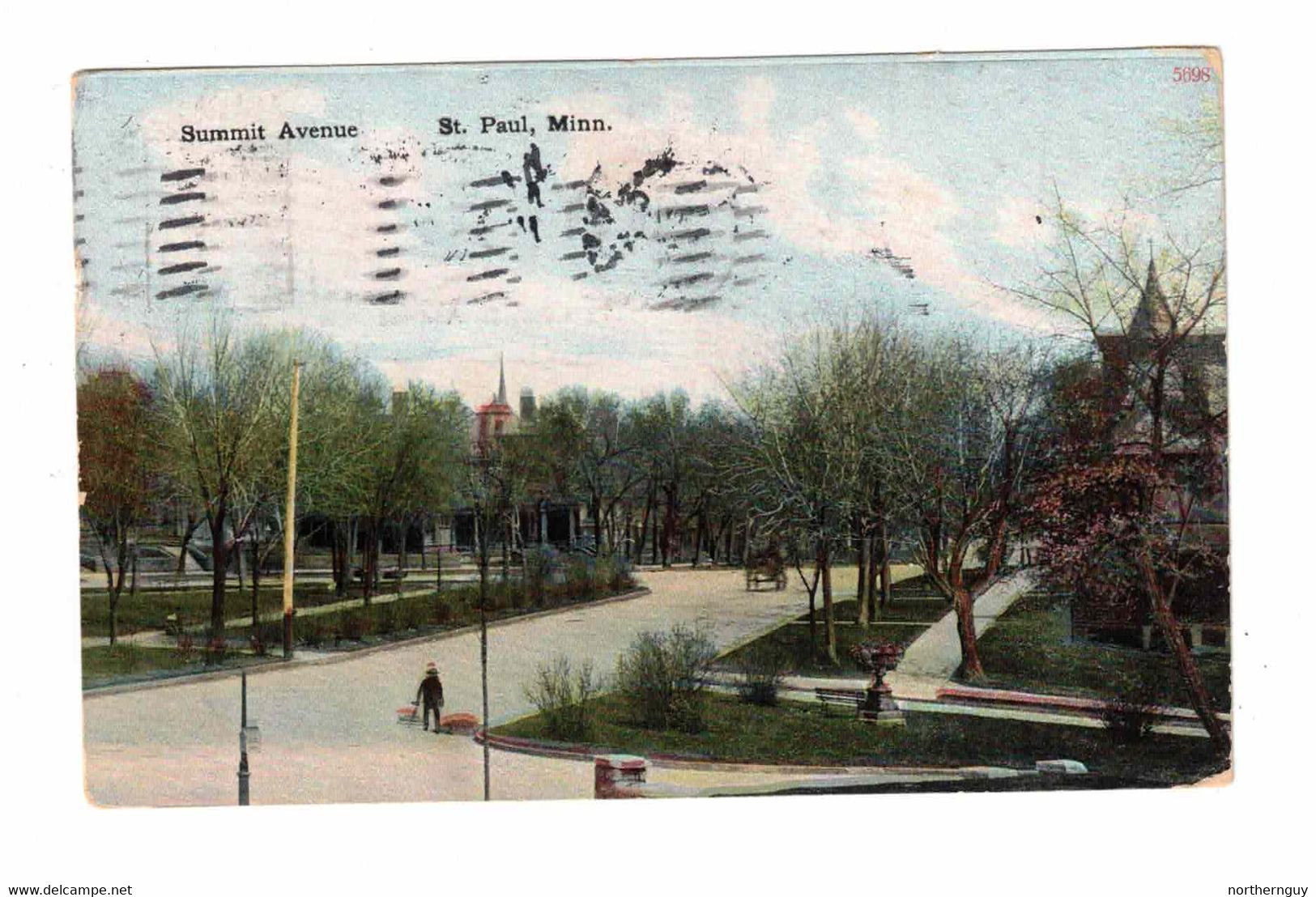 ST. PAUL, Minnesota, USA, Summit Avenue, 1914 Postcard - St Paul