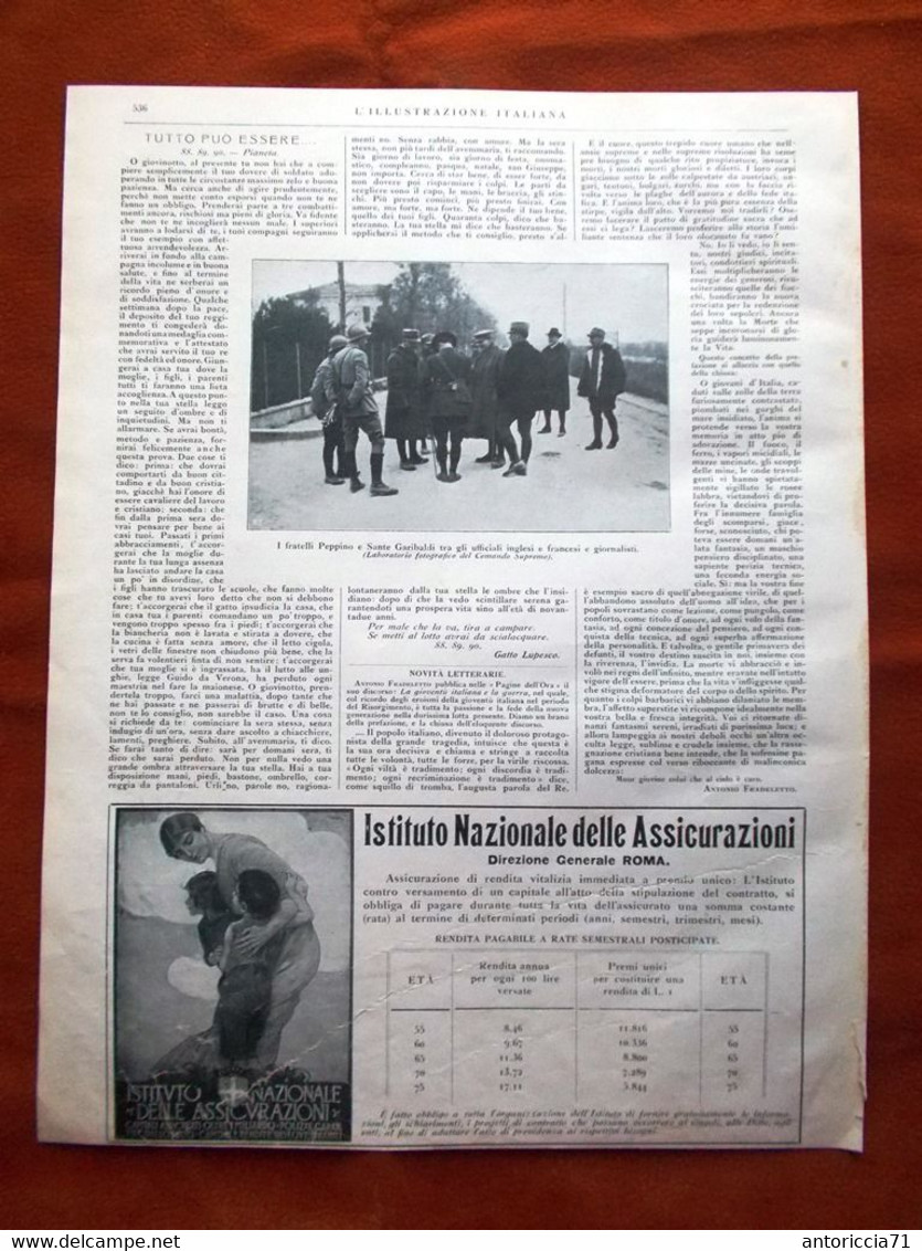 Articoli Del 1917 WW1 Garibaldi Gemal Croce Rossa Americana Brack Papi Caillaux - Sonstige & Ohne Zuordnung