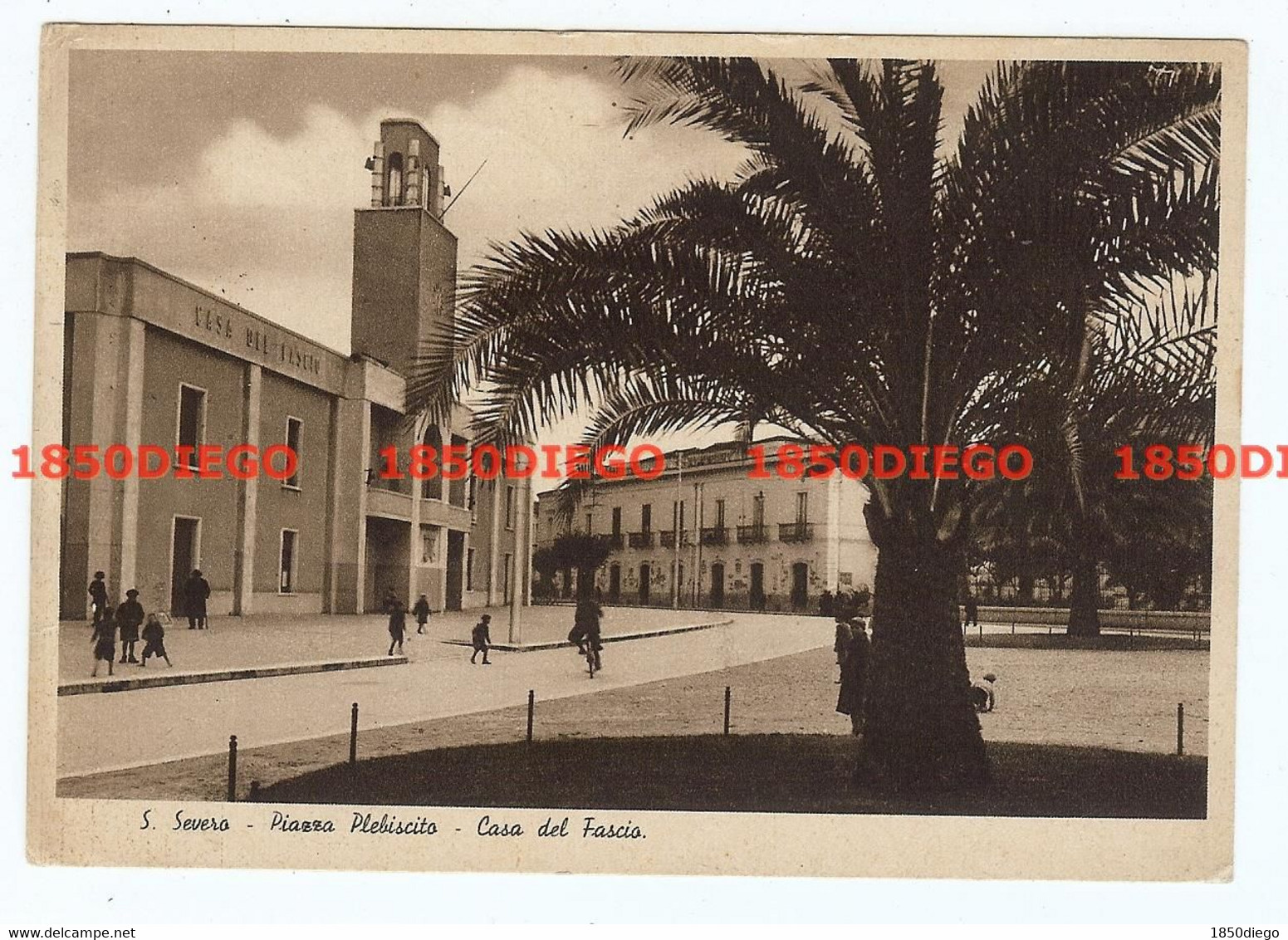 SAN SEVERO - PIAZZA PLEBISCITO - CASA DEL FASCIO F/GRANDE VIAGGIATA 1941 ANIMATA - San Severo