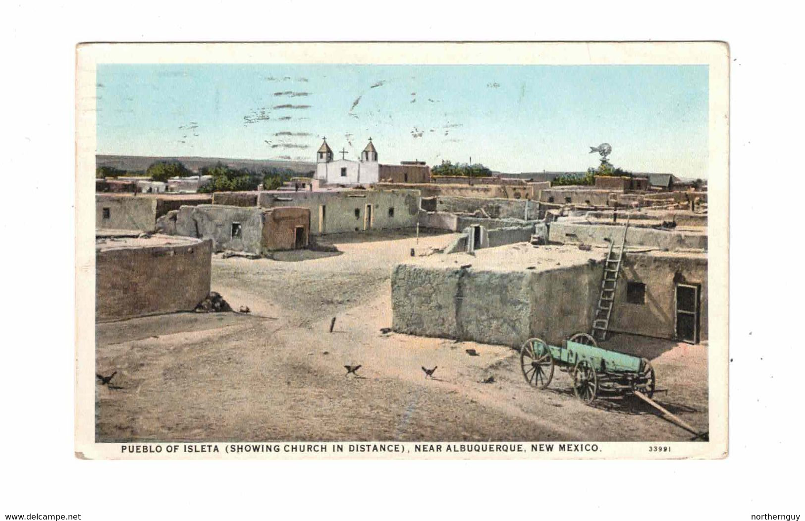 ALBUQUERQUE, New Mexico, USA, Pueblo Of Isleta, & Church, 1928 WB  Postcard - Albuquerque
