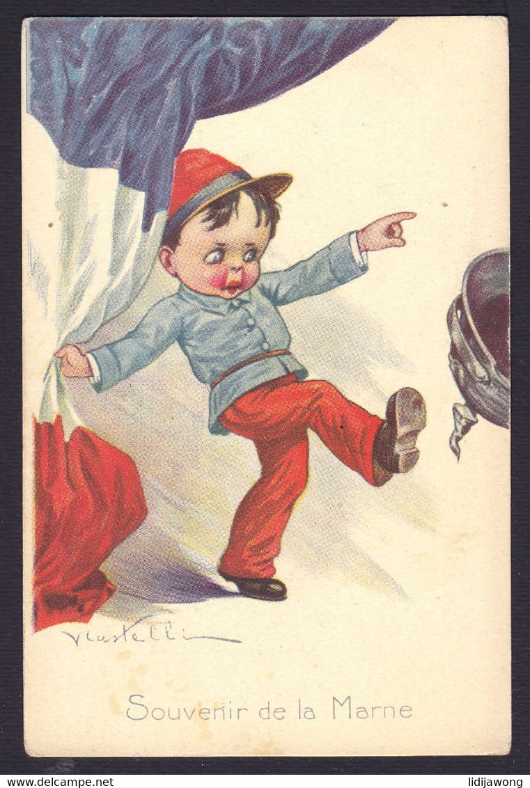 CASTELLI French Flag BANIERE Anti German Propaganda  - OLD PATRIOTIC POSTCARD (see Sales Conditions) - Castelli