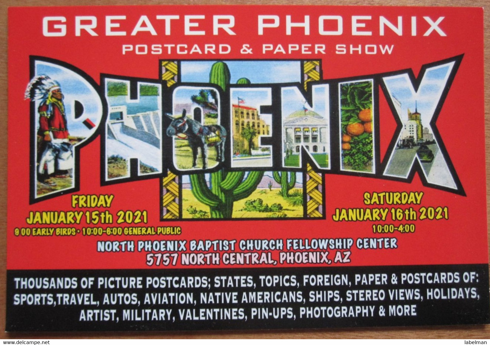 USA UNITED STATES PHOENIX ARIZONA ADVERTISEMENT POSTCARD CARD PAPER SHOW FESTIVAL POST COLOMBESSAINT DENIS NUIT LATINE - Fairbanks