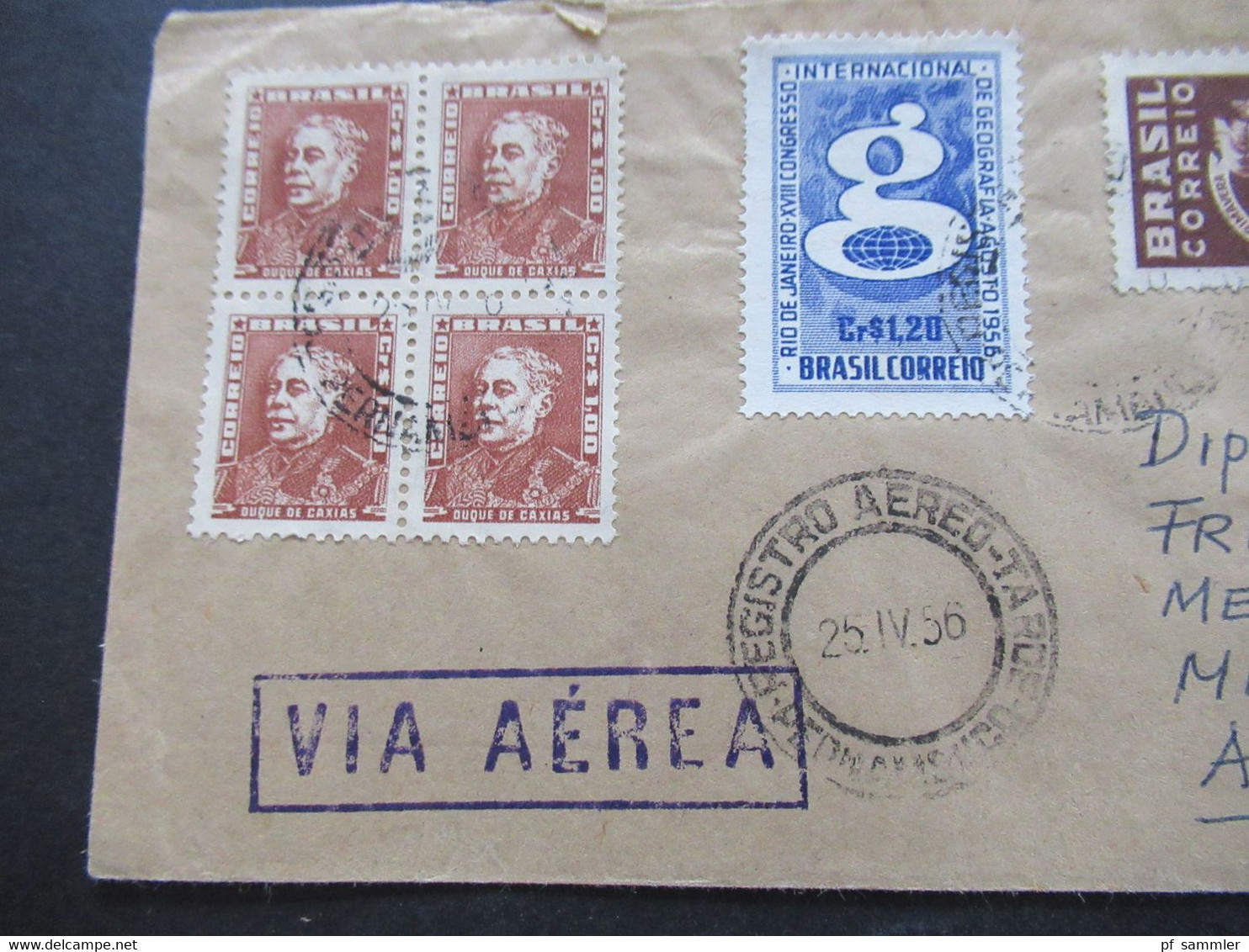 Brasilien Einschreiben Luftpost Via Aerea Freimarken Nr. 855 Als 4er Block MiFmit Nr. 866 Und 890 Ank. SST Meissen - Lettres & Documents