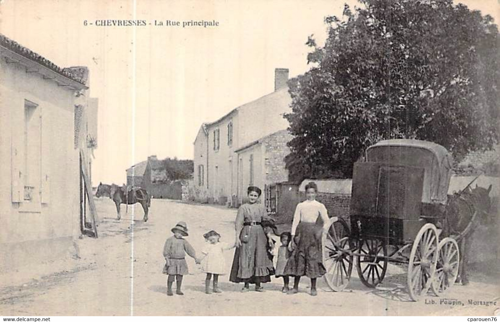 Cpa 85 Chevresses CHEVRETTE Lib Poupin Mortag..calèche Carte Animée Envoyée De Vendée Cachet La Roche Sur Yon - Other & Unclassified