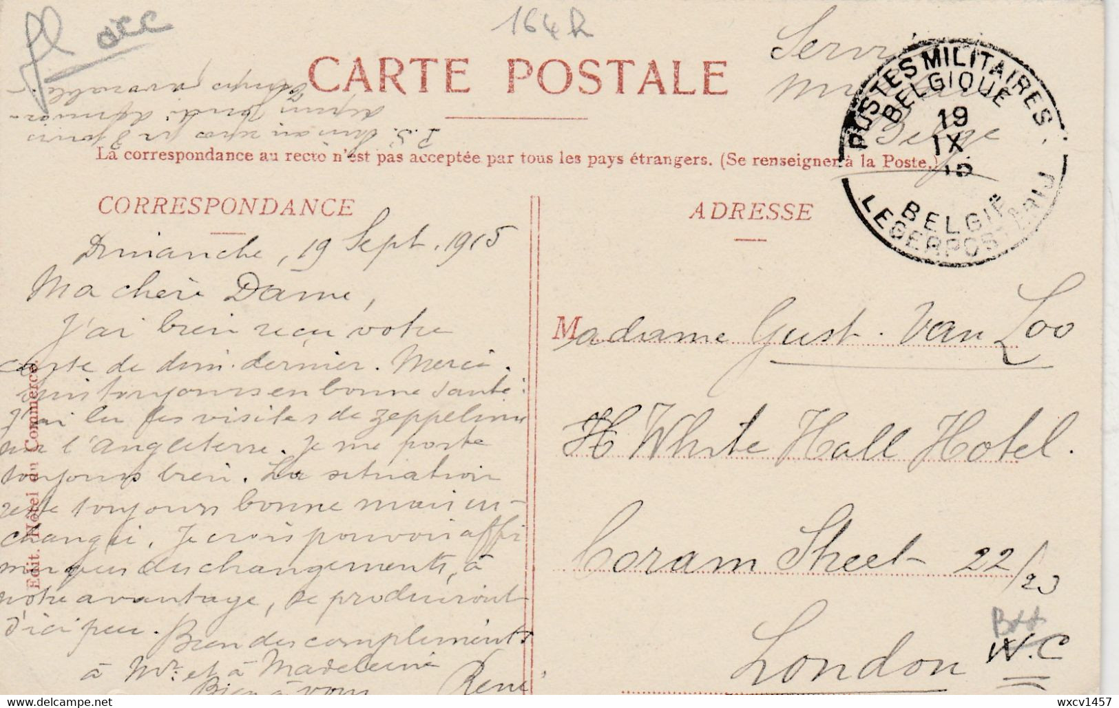 Adinkerke , De Panne La Panne , Oosthoekstraat ,(cachet , Oblitération  Poste Militaire 1915 ) - De Panne