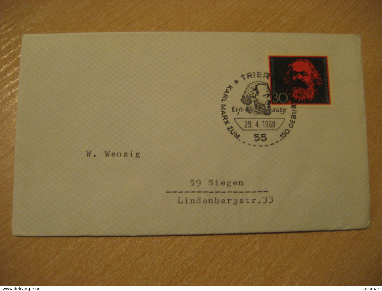 TRIER 1968 To Siegen Karl Marx Communism Cancel Cover GERMANY - Karl Marx