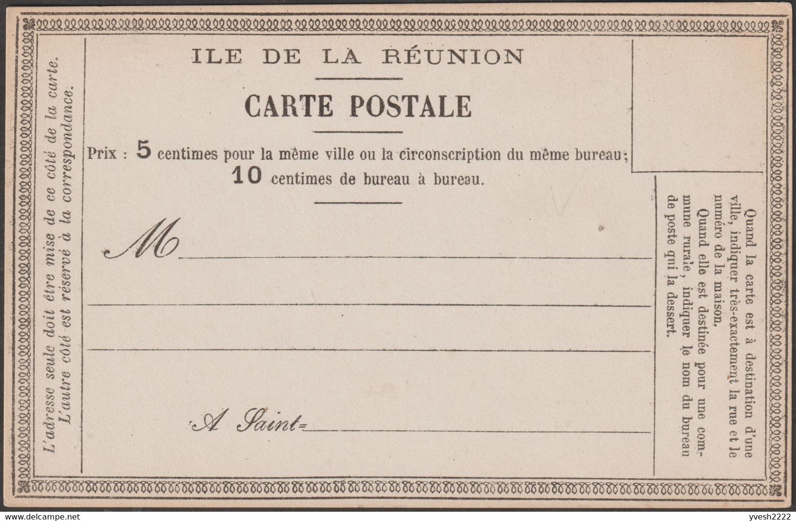 Réunion 1876. Cartes Précurseurs D'entier Postal N° 4 Et 5. Sans Et Avec Fleurs De Lys Dans Les Angles - Cartas & Documentos