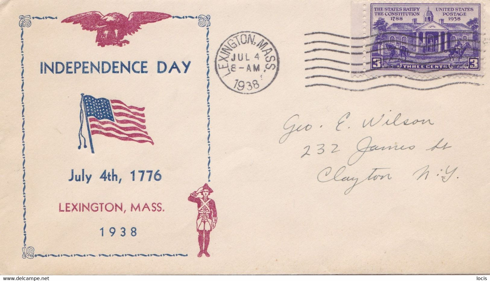 USA 1938 FDC - INDEPENDENCE DAY - 1851-1940