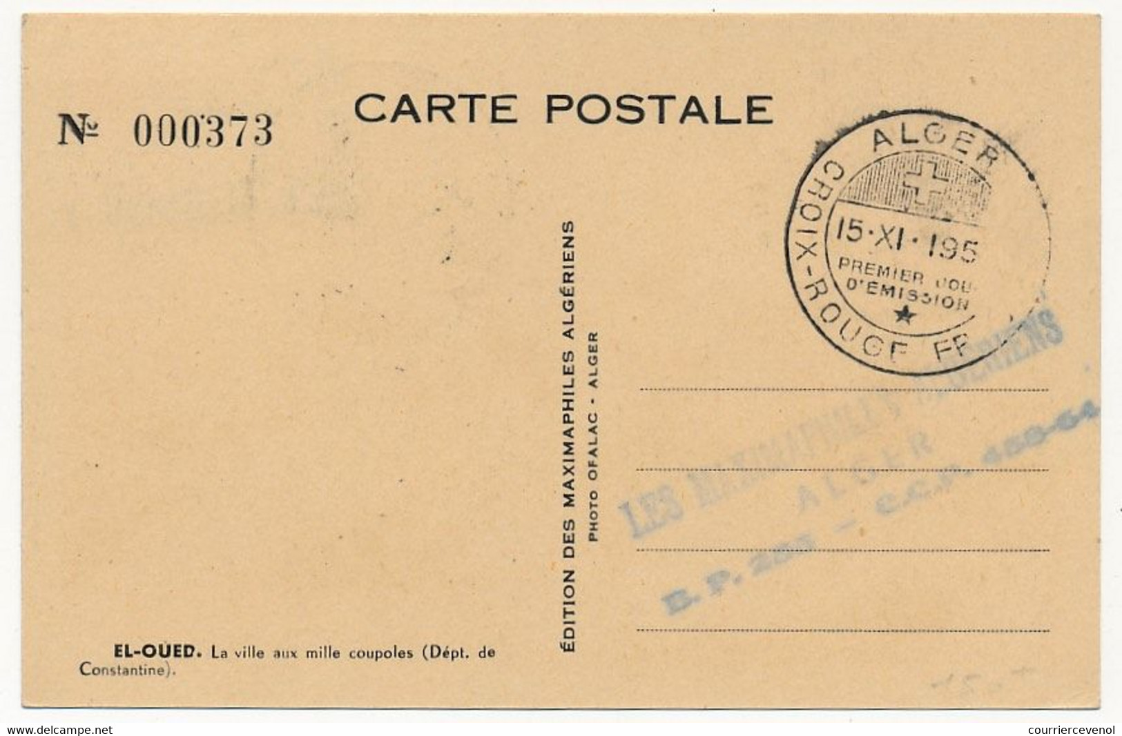 ALGERIE - 2 Cartes Maximum - Croix Rouge 1952 - M'ZAB Bou Noura Et El-NOUED - Ed Maximaphiles Algériens - Maximum Cards
