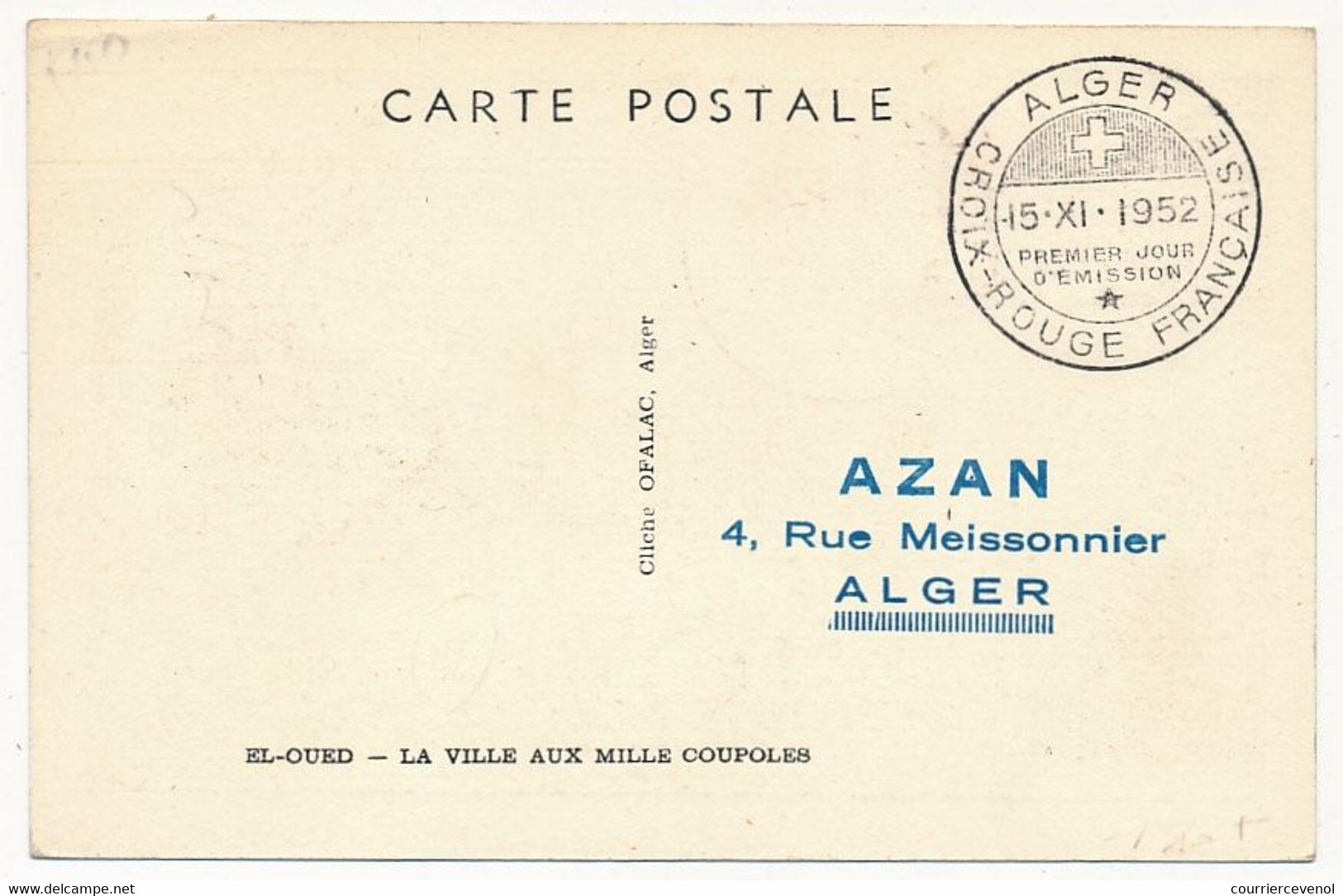 ALGERIE - 2 Cartes Maximum - Croix Rouge 1952 - M'ZAB Bou Noura Et El-NOUED - Ed OFALAC - Cartes-maximum