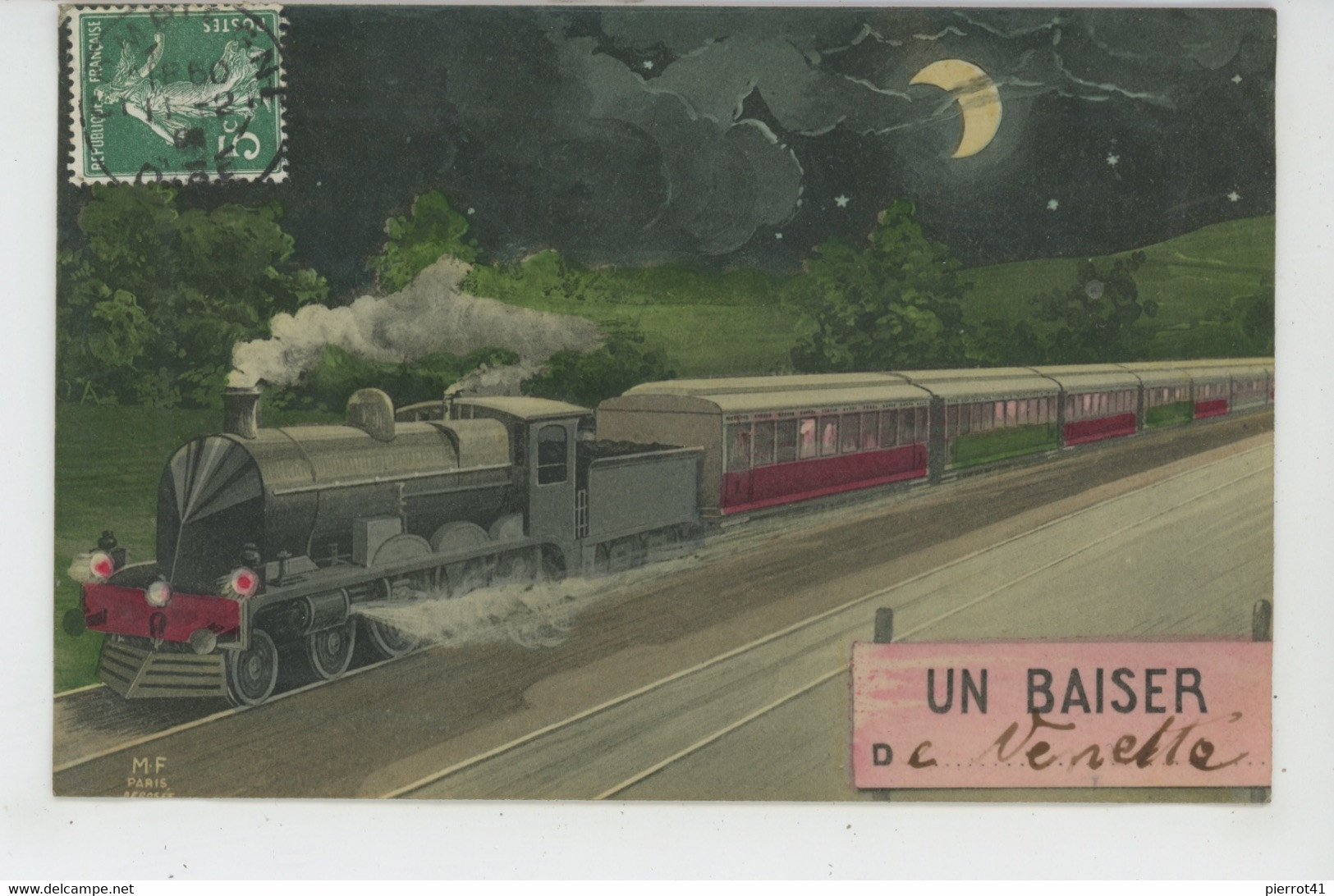 VENETTE - Jolie Carte Fantaisie Passage D'un Train "Un Baiser De VENETTE " - Venette
