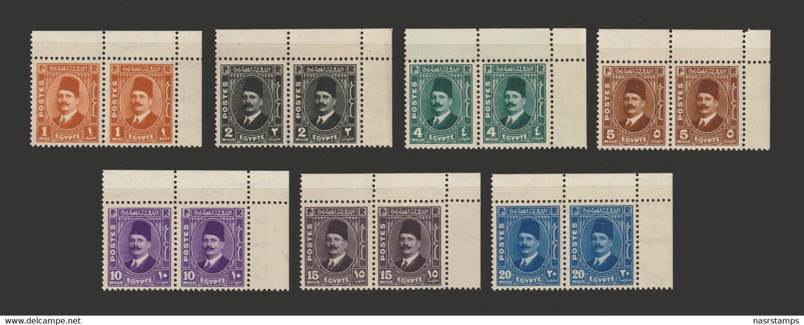 Egypt - 1936-37 - Pair - ( King Fouad Post ) - Complete Set - MNH** - Unused Stamps