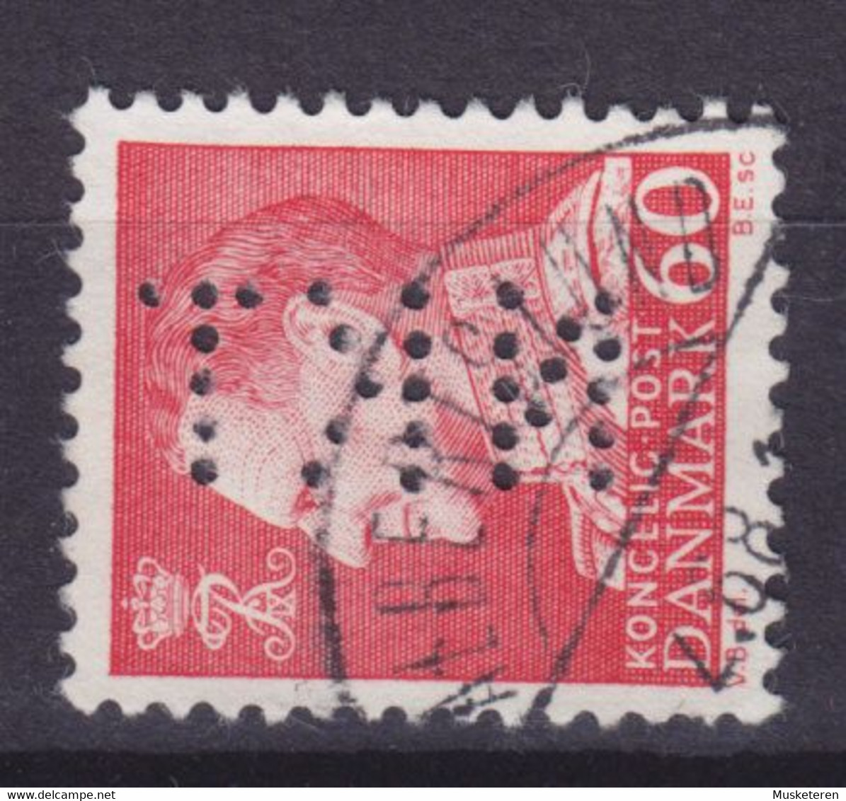Denmark Perfin Perforé Lochung (N32) 'NKT' Nordisk Kabel- Og Traadfabriker, København Fr. IX. Stamp (2 Scans) - Varietà & Curiosità