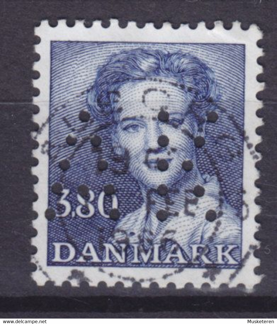 Denmark Perfin Perforé Lochung (A32) 'AK' Aalborg Kommune, Aalborg 3.80 Kr Margethe II Stamp Deluxe ÅLBORG Cds.(2 Scans) - Abarten Und Kuriositäten