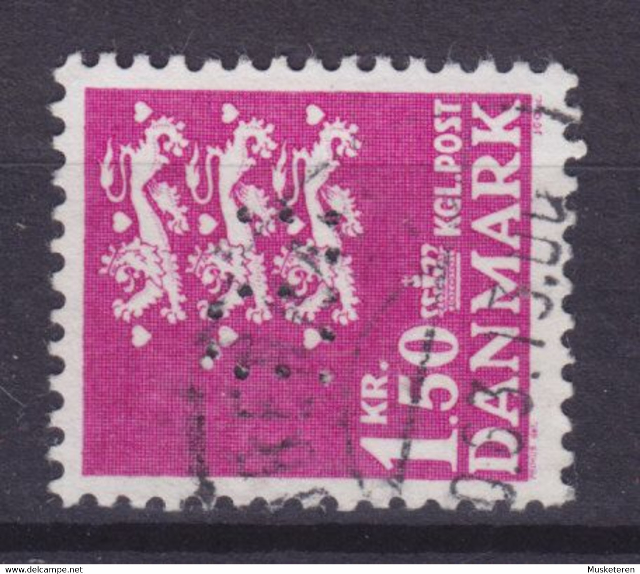 Denmark Perfin Perforé Lochung (B01) 'B' F.E. Bording, København Wellenlinien Stamp (2 Scans) - Variétés Et Curiosités