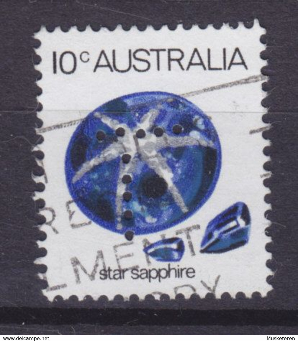 Australia Perfin Perforé Lochung 'T' Tasmania 1974 Mi. 561, 10c. Star Saphire ERROR Variety 'Missing Pin' (2 Scans) - Perforés