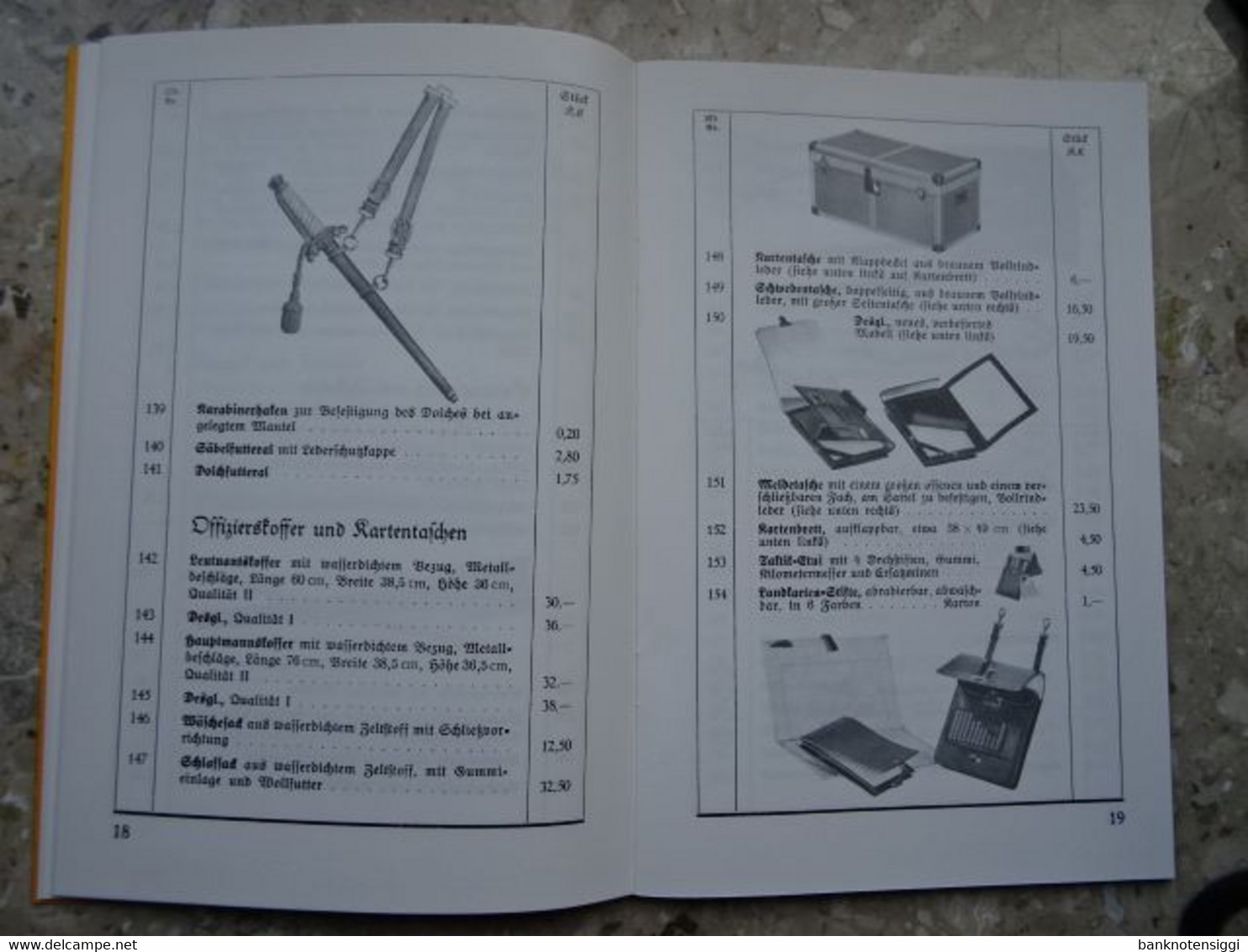 Preiskatalog "Heeres Kleiderkasse 1939