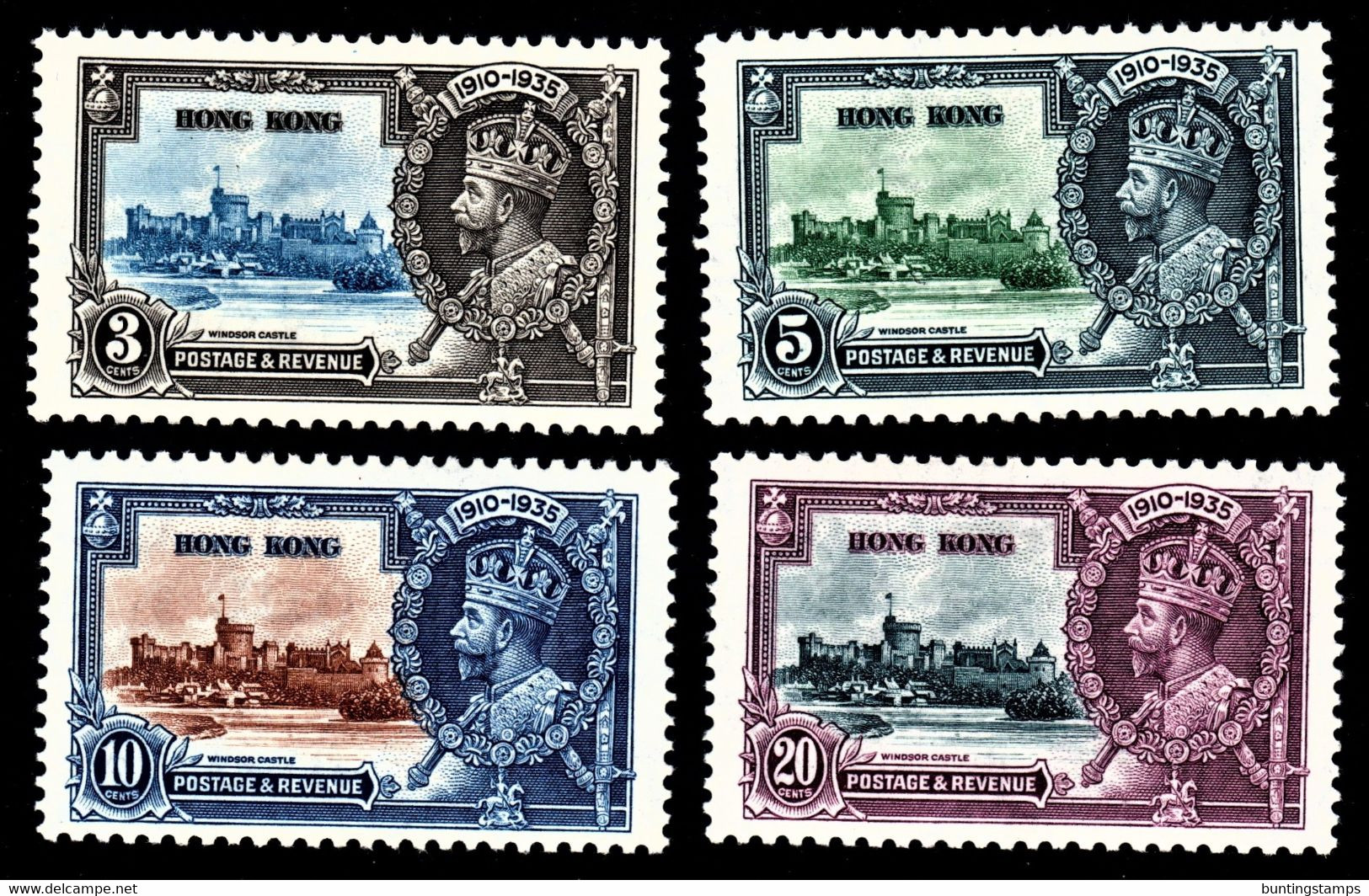 Hong Kong 1935 SG133-136 Silver Jubilee Set Mult Script CA  Lightly Hinged Mint - Unused Stamps