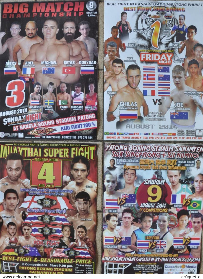 LOT De 4 AFFICHES COMBATS MUAYTHAI / THAILANDE 2014 - Habillement, Souvenirs & Autres