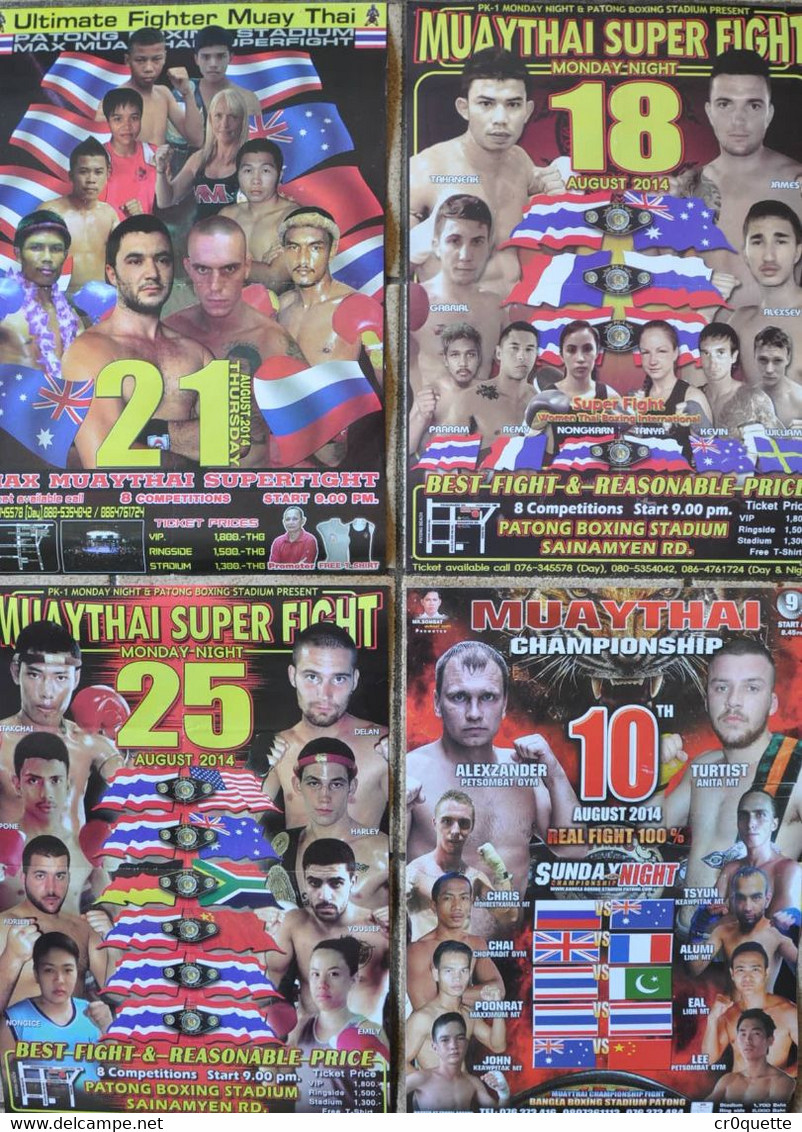 LOT De 4 AFFICHES COMBATS MUAYTHAI / THAILANDE - Habillement, Souvenirs & Autres