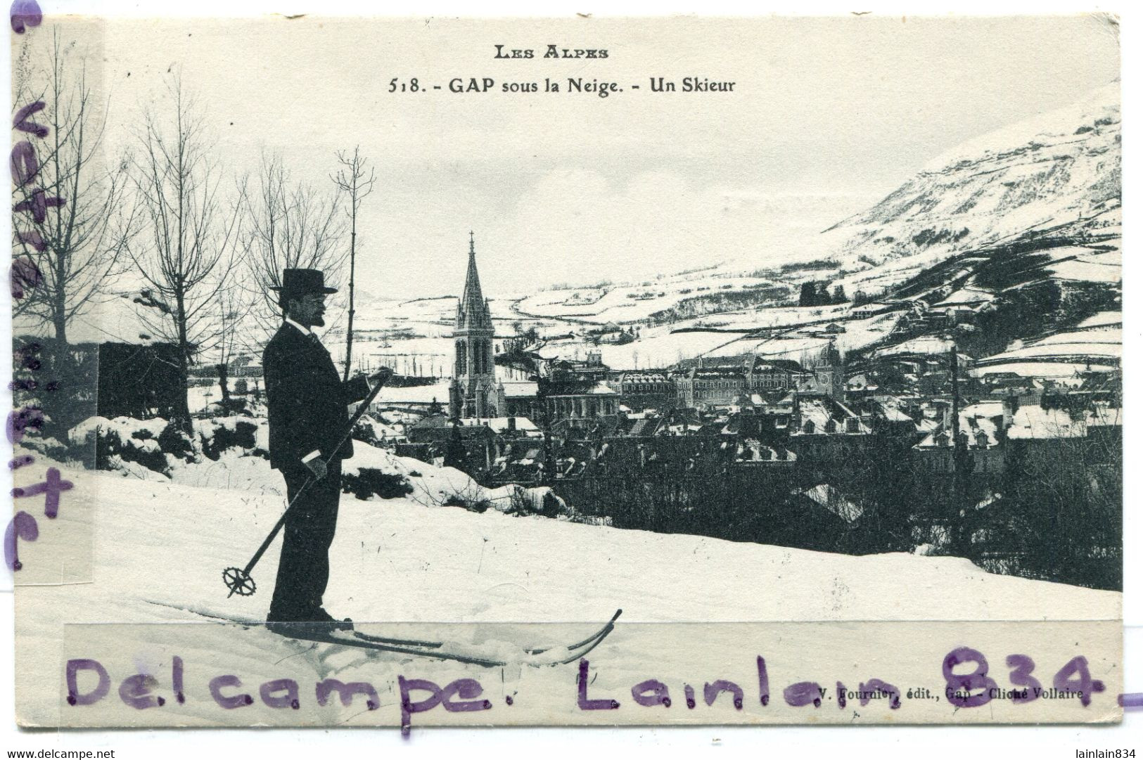 - 518 - GAP - ( Htes-Alpes ) Sous La Neige, Rare, écrite, Un Skieur, écrite, 1910, TTBE, Coins Impeccables, Scans. - Gap