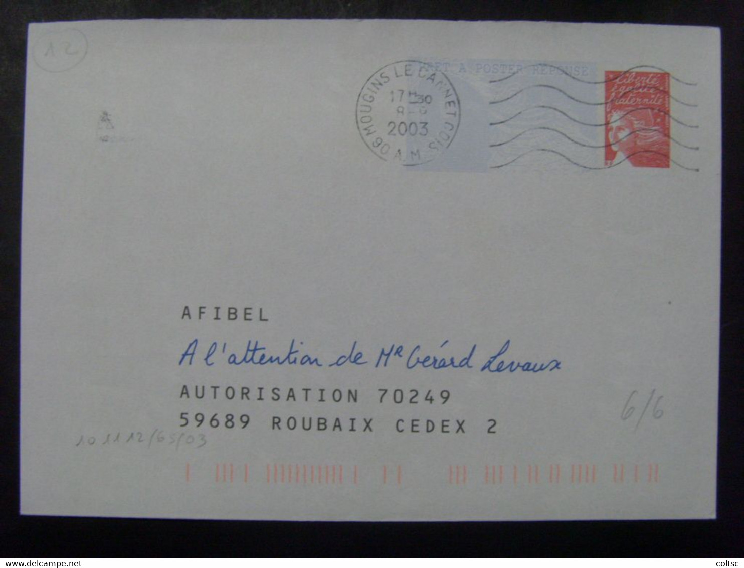 54- PAP Réponse Luquet RF Afibel 0301916 Obl Verso Vierge - Prêts-à-poster:Answer/Luquet