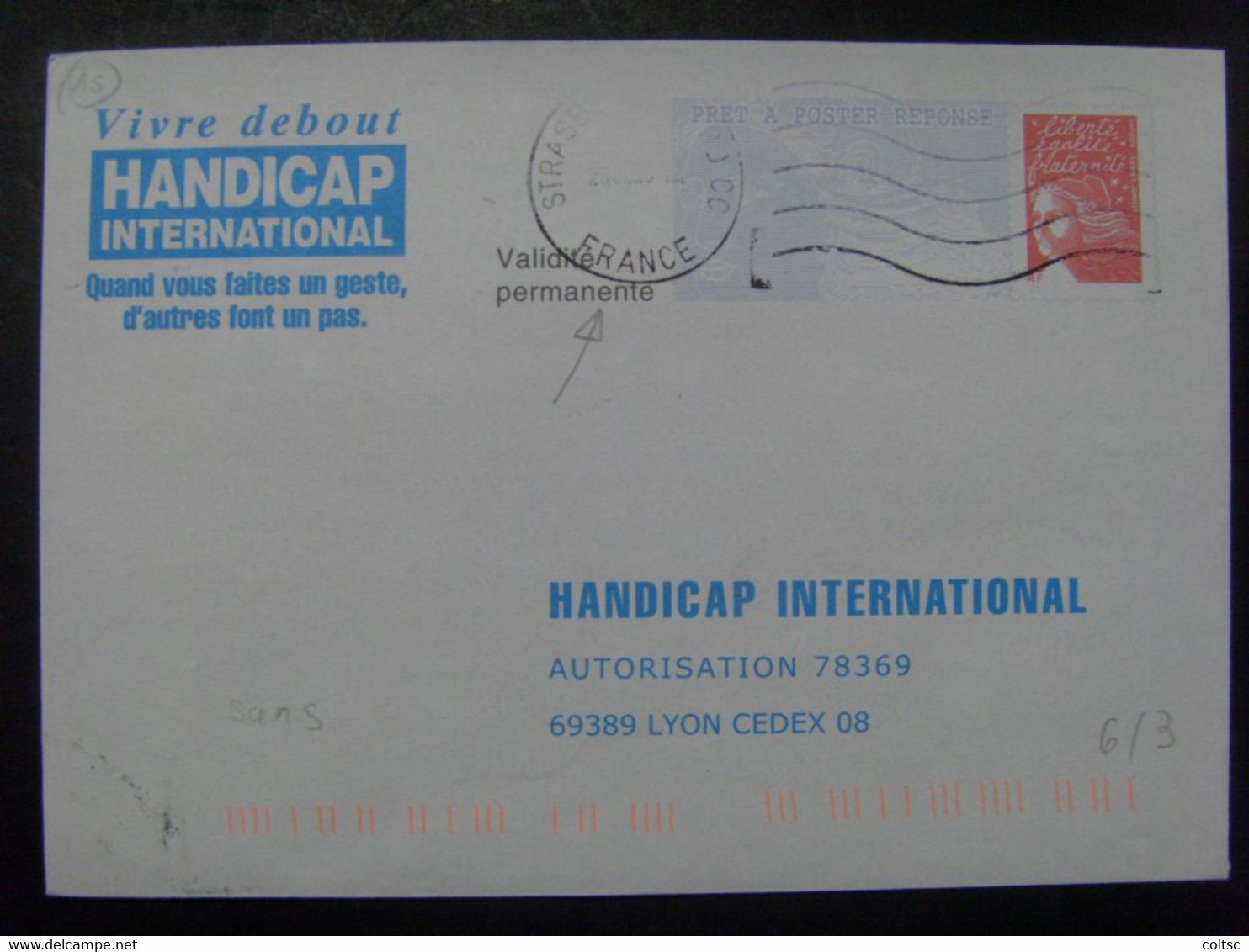 103- PAP Réponse Luquet RF Handicap International 0404219 Obl Pas Courant - PAP: Antwort/Luquet