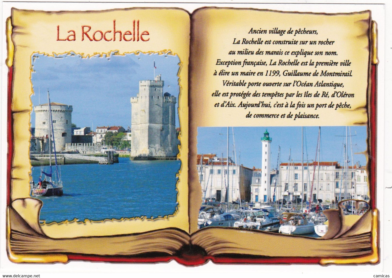 Carte En FORME LIVRE OUVERT:  LA ROCHELLE : Les Tours ,le Phare,le Port - La Rochelle