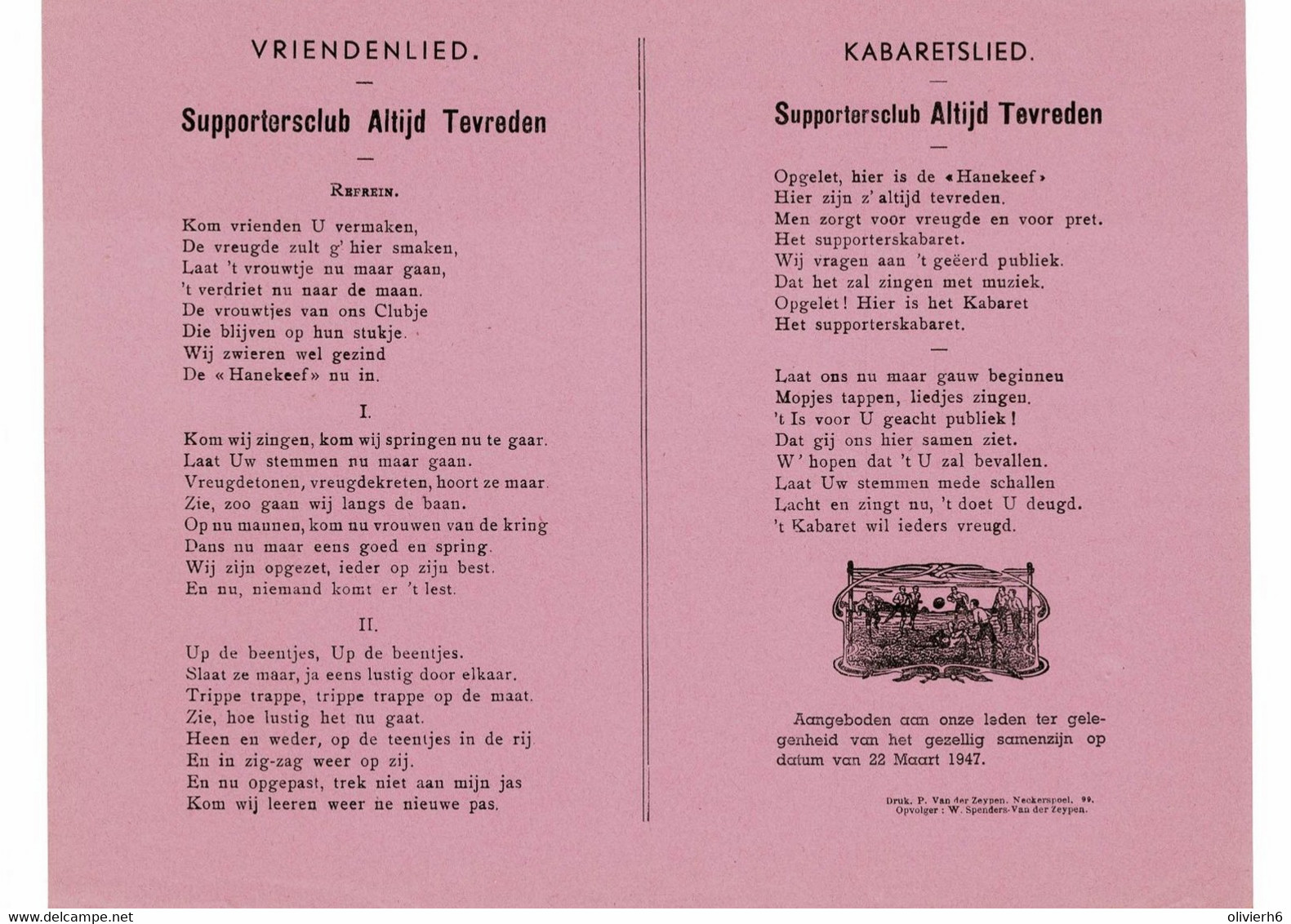 VP FOOTBALL VOETBAL BELGIE BELGIQUE (V2030) MECHELEN (1 Vue) Texte De Supporters Texten Opgelet, Hier Is De "HANEKEEF" - Sports & Tourism