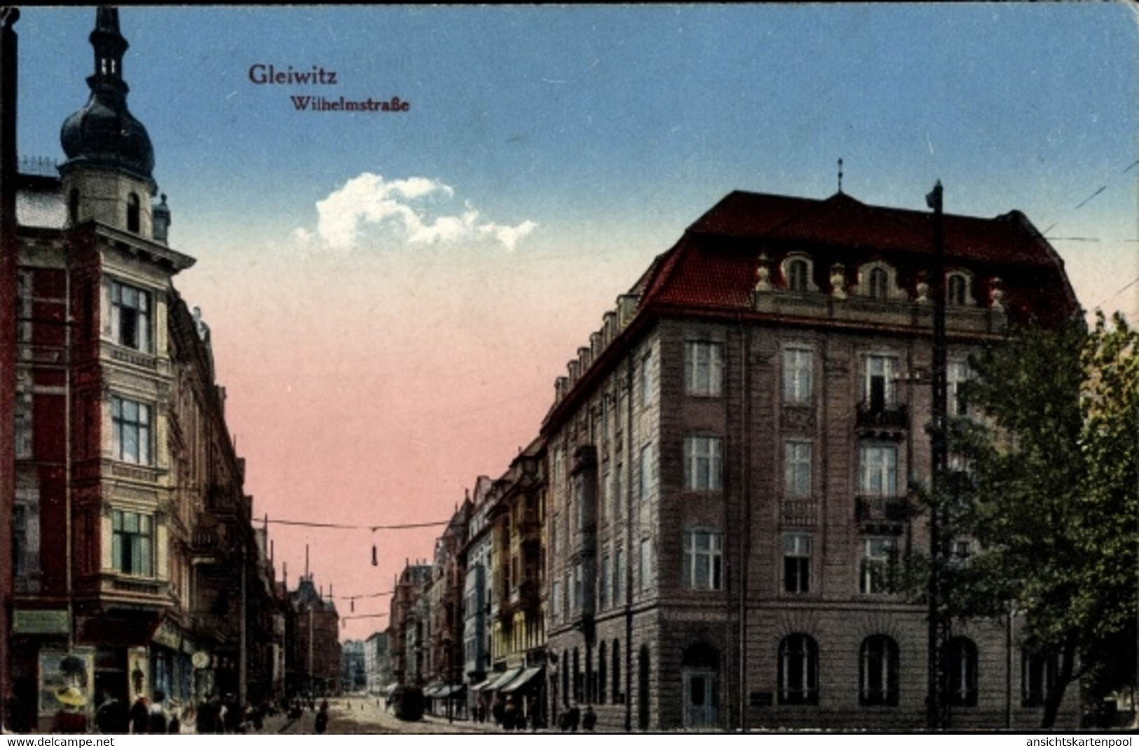 CPA Gliwice Gleiwitz Schlesien, Partie In Der Wilhelmstraße - Schlesien