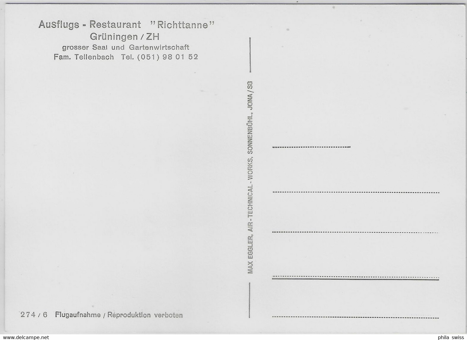 Flugaufnahme Ausflugs-Restaurant Richttanne Grüningen ZH - Grüningen