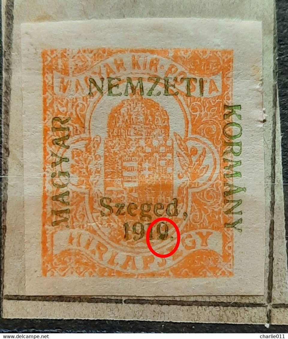 STEPHEN CROWN-2 F-OVERPRINT NEMZETI SZEGED- ERROR 9-NEWSPAPER STAMP-HUNGARY-1919 - Szeged