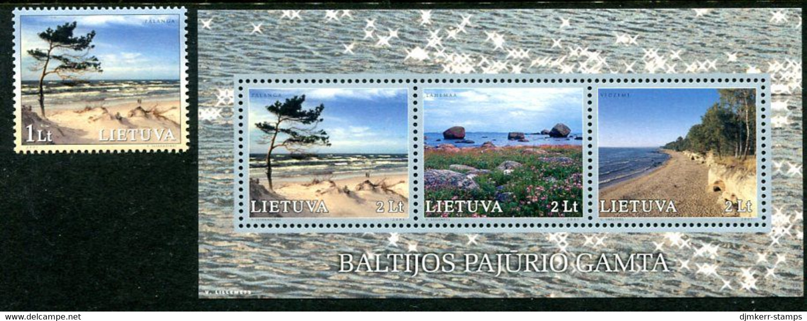 LITHUANIA 2001 Baltic Coast MNH / **.  Michel 766 + Block 23 - Lituania