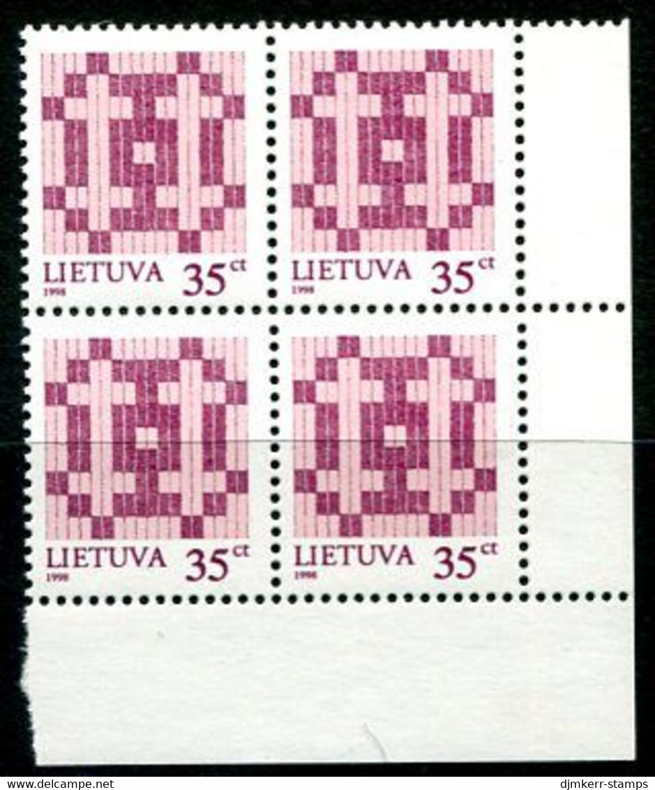 LITHUANIA 1999 Definitive 35 C. Block Of 4 MNH / **.  Michel 670 - Lituania