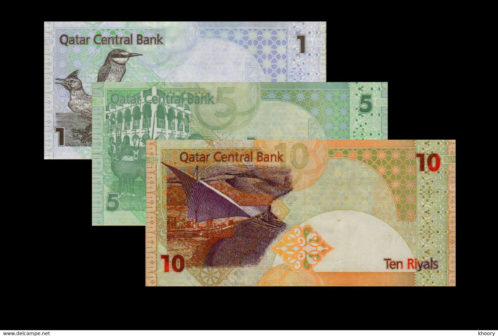 Qatar 2008 1 5 10 UNC Riyals P-28 P-29 P-30 Set (Sign 2) - Qatar