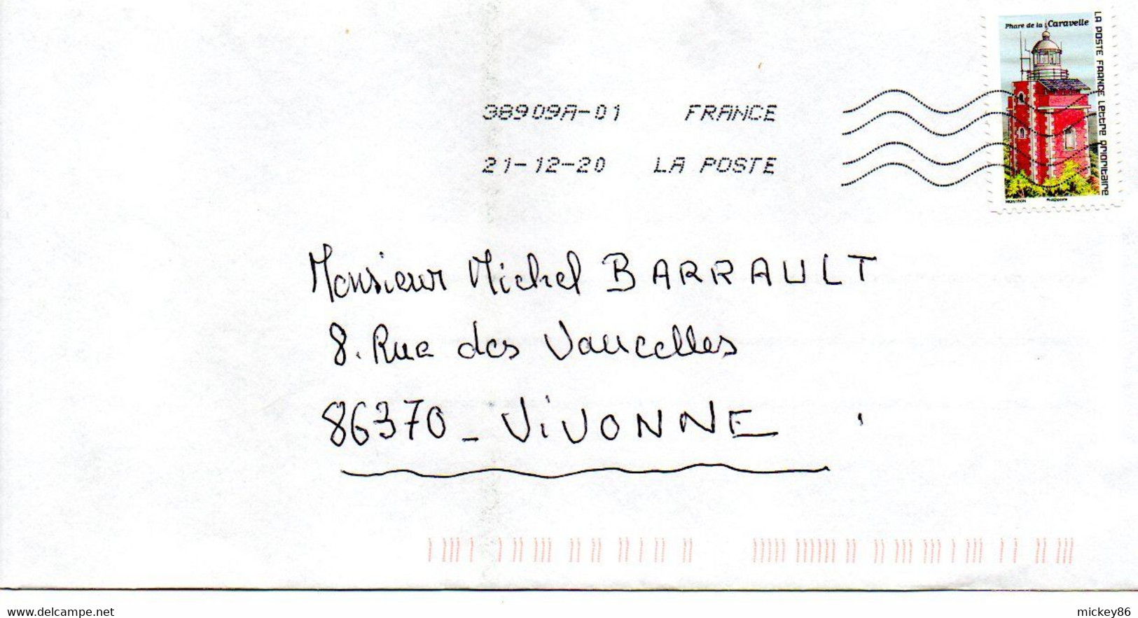 2020--tp  Adhésif  " Phare De La Caravelle "   Seul Sur Lettre  ... - 1961-....