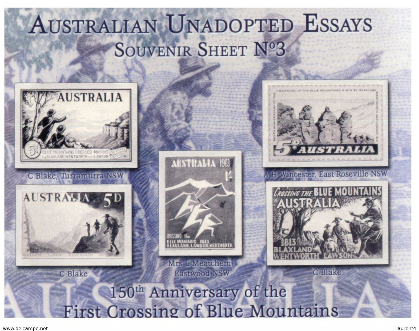 (BB 30) Australian Unadopted Essays - Souvenir Sheet Nº3 (Blue Mountains Crossing Etc) - Cinderella