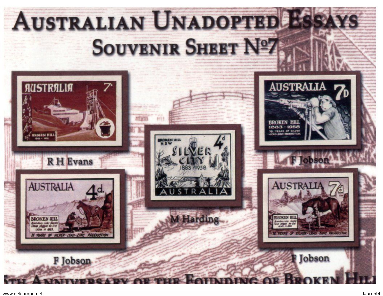 (BB 30) Australian Unadopted Essays - Souvenir Sheet Nº7 (Broken Hill Design) - Werbemarken, Vignetten