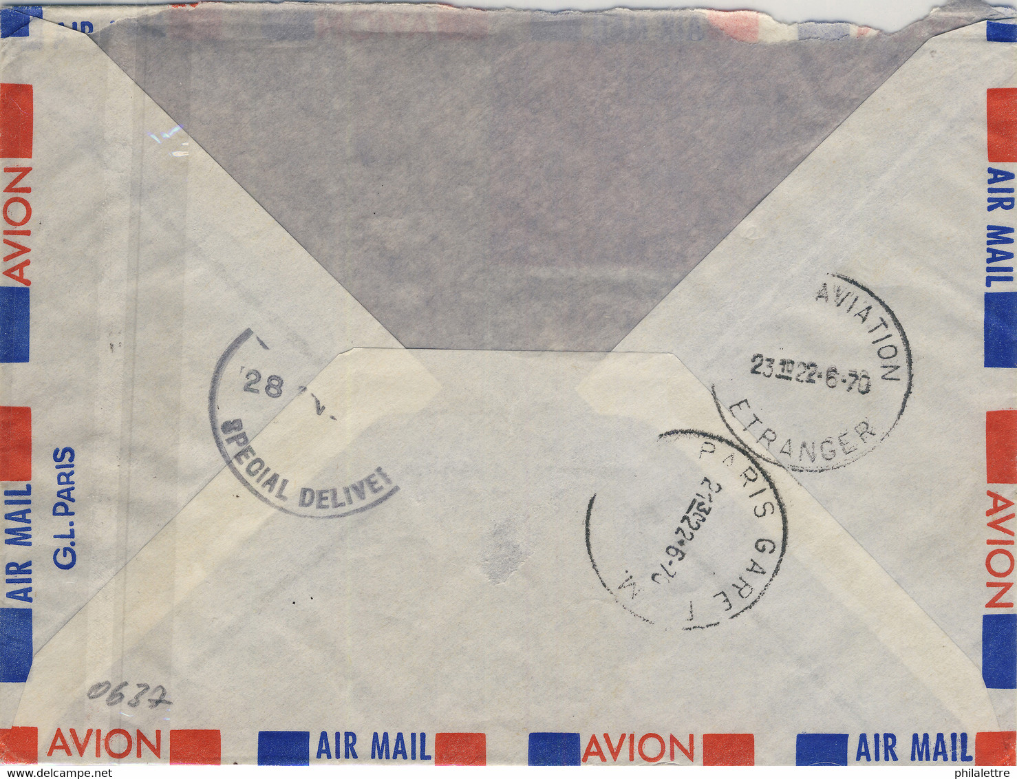 FRANCE 1970 LSC AVION Par EXPRÈS De CHATENAY-sur-SEINE Pour Ottawa, CANADA - 1961-....