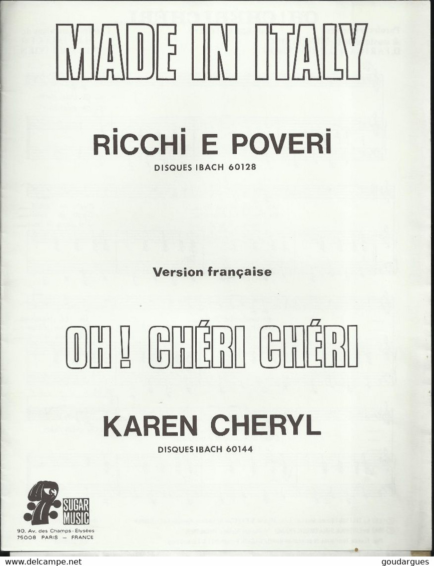 "OH! Chéri, Chéri..." Karen Chéryl. Paroles Françaises H. Petrucci Et D. Barbelivien. - Other